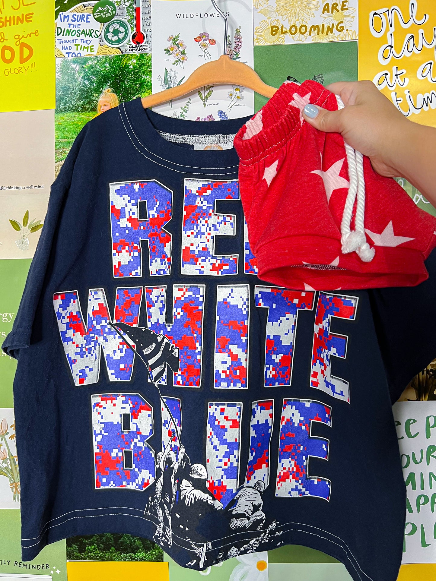 Red, White, & Blue Tee/Shortie Set