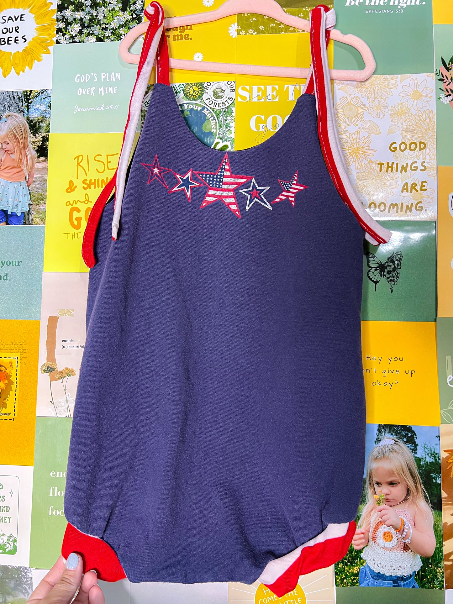Stars & Stripes Tie Bubble Romper