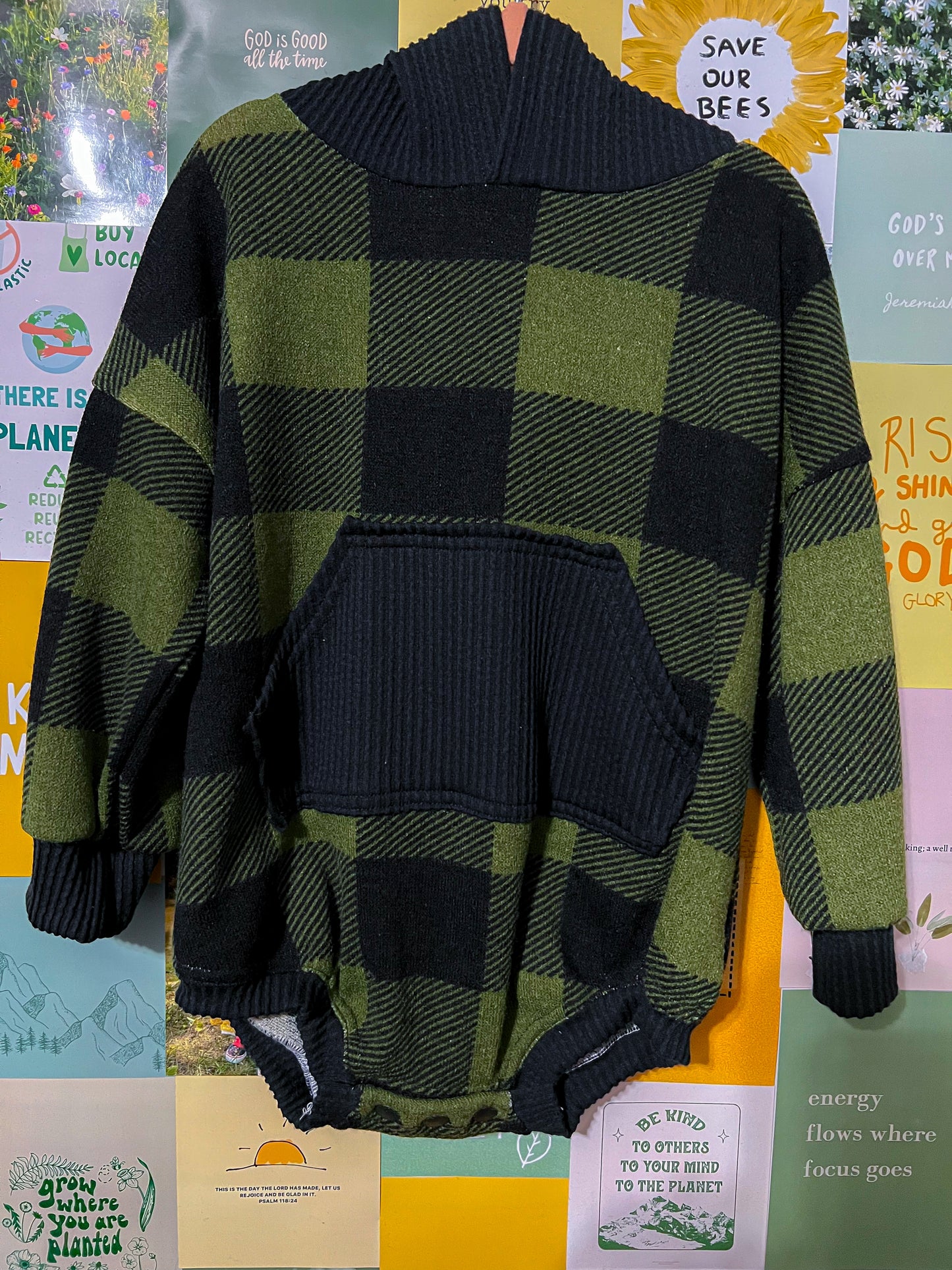 Buffalo Plaid Hoodie Romper