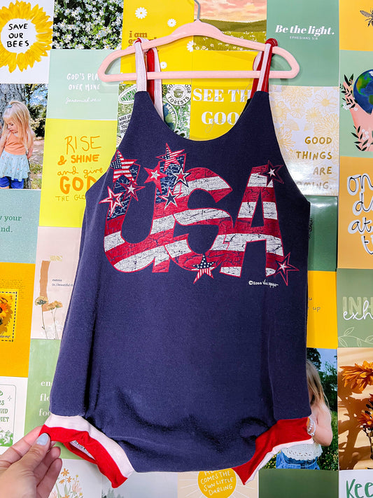 Stars & Stripes Tie Bubble Romper